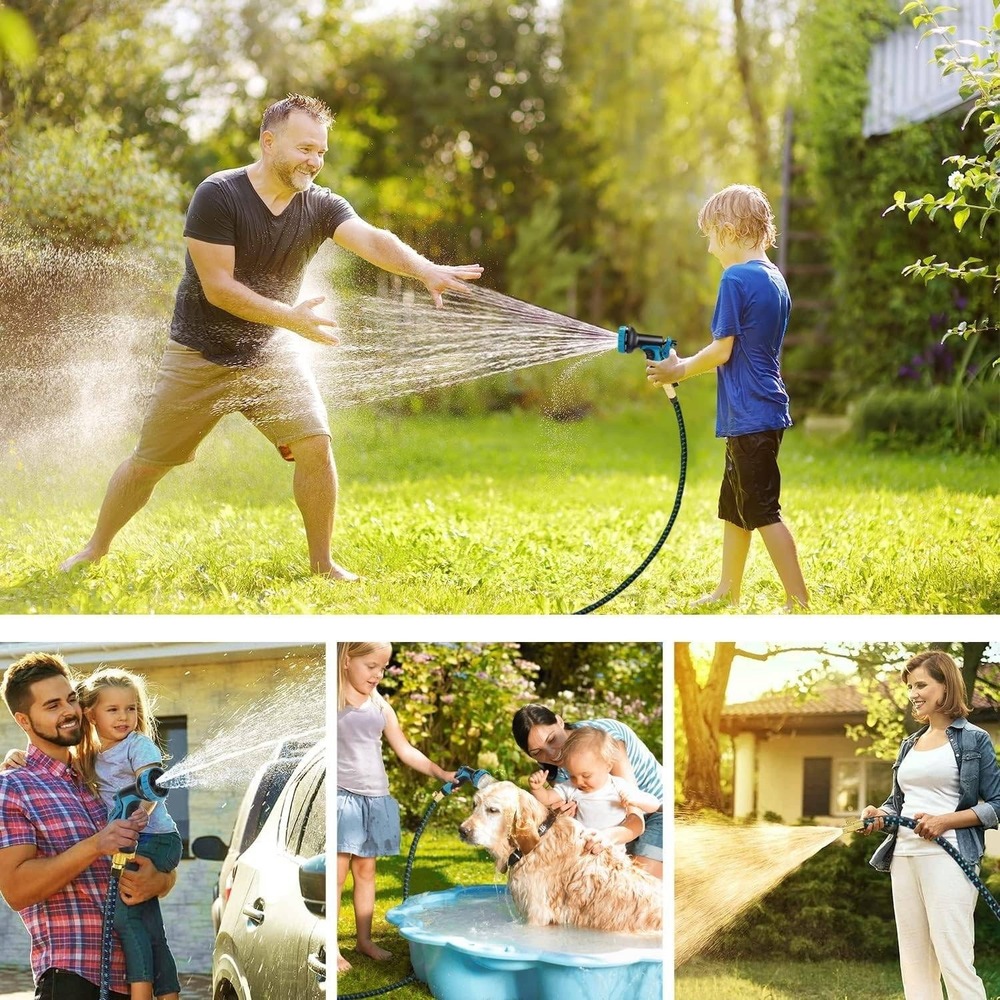 75 ft Expandable Garden Hose - Flexible Water Hoses with 10 Spray Nozzle - Car - Picture 6 of 10